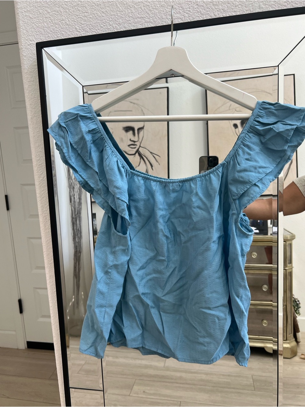 Blu Pepper Sky Blue Ruffle Sleeve Blouse - Picture 2 of 3